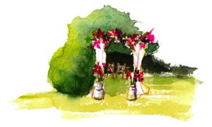 Illustration Hochzeitsbogen Hochzeitsscheune