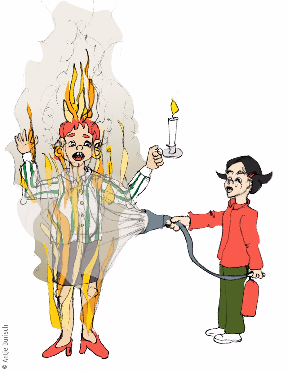 Brennende Person löschen @Antje Burisch